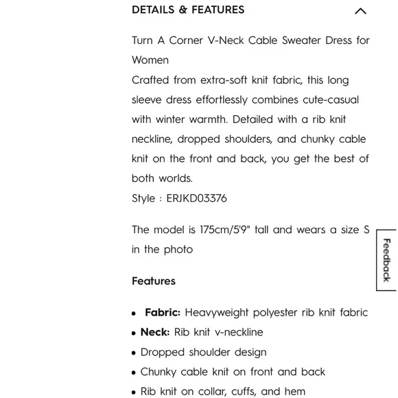 NWT Roxy Turn a Corner V Neck Cable Knit Sweater Dress - Picture 4 of 5